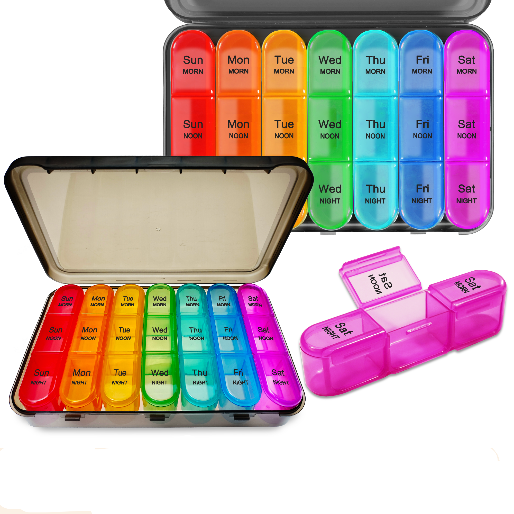ComfiTime Pill Organizer – Weekly Medicine Organizer, 3 Times a Day, Travel Pill Box with AM/PM Daily Pill Containers, 7 Day Pill Case Holder for Medication &Vitamin Supplement, Pill Dispenser/Sorter