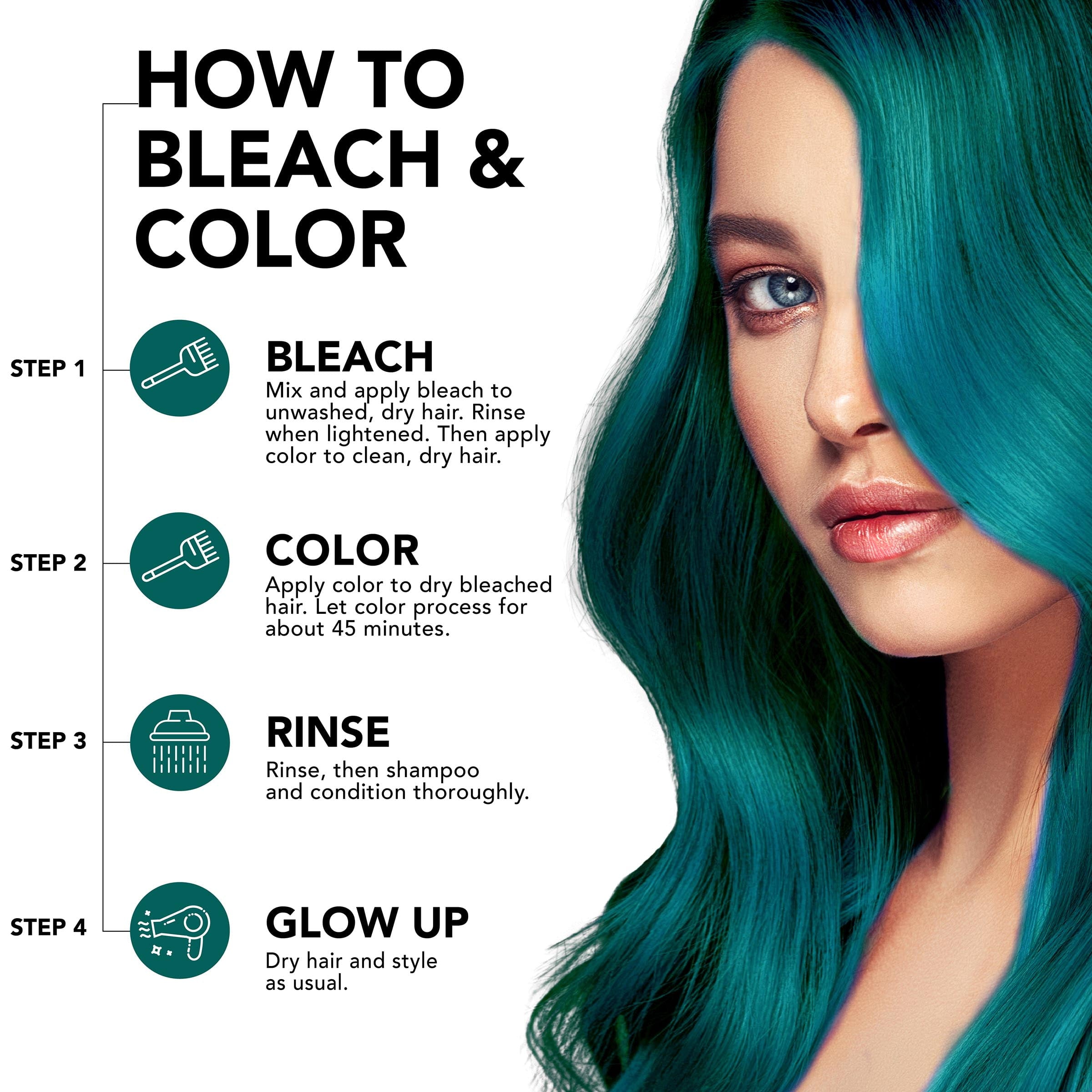 Splat Original Complete Kit, Semi-Permanent Hair Dye with Bleach, Deep Emerald