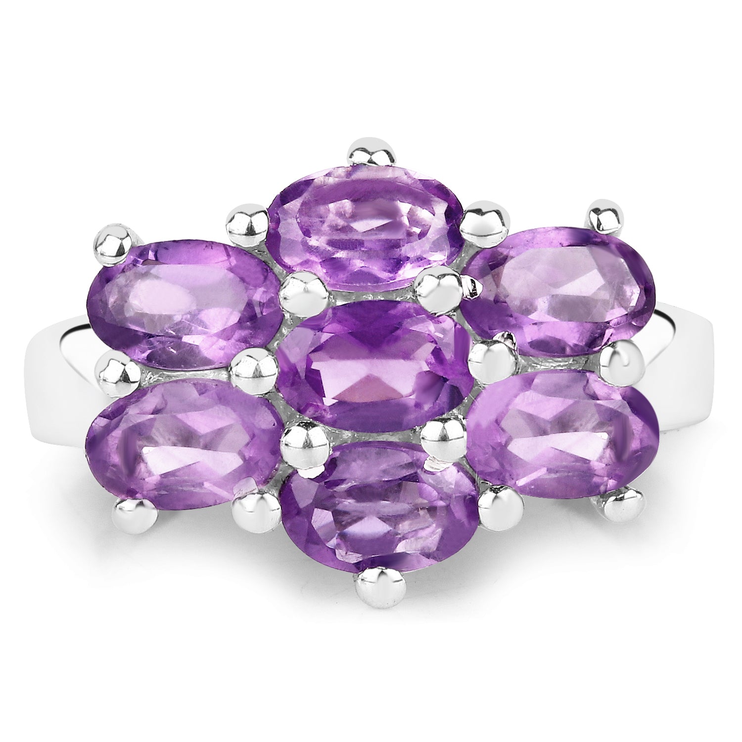 3.01 Carat Genuine Amethyst .925 Sterling Silver Ring