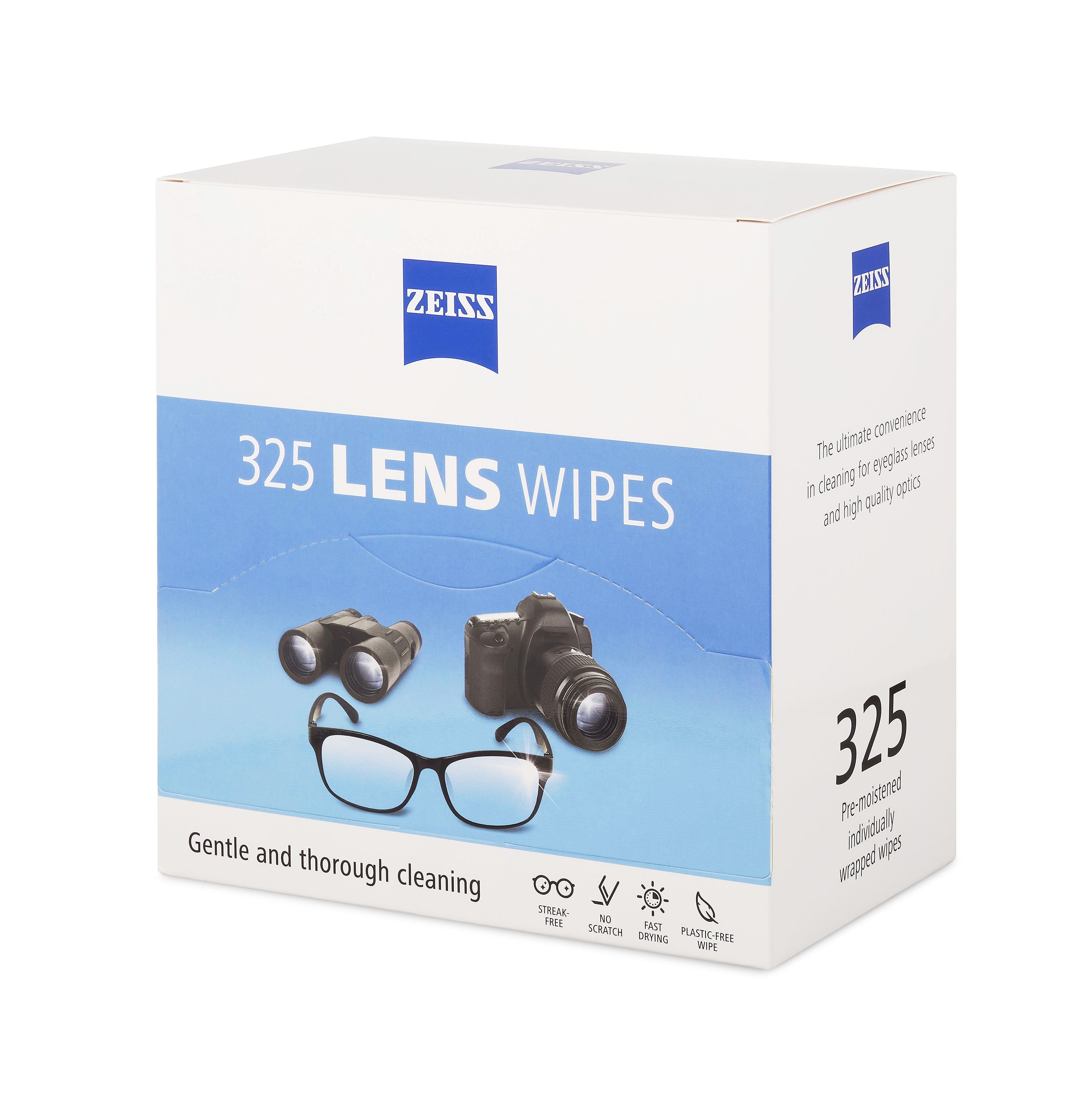 ZEISS Gentle and Thorough Cleaning Eyeglass Lens Cleaning Wipes, 325 Count Lens Wipes