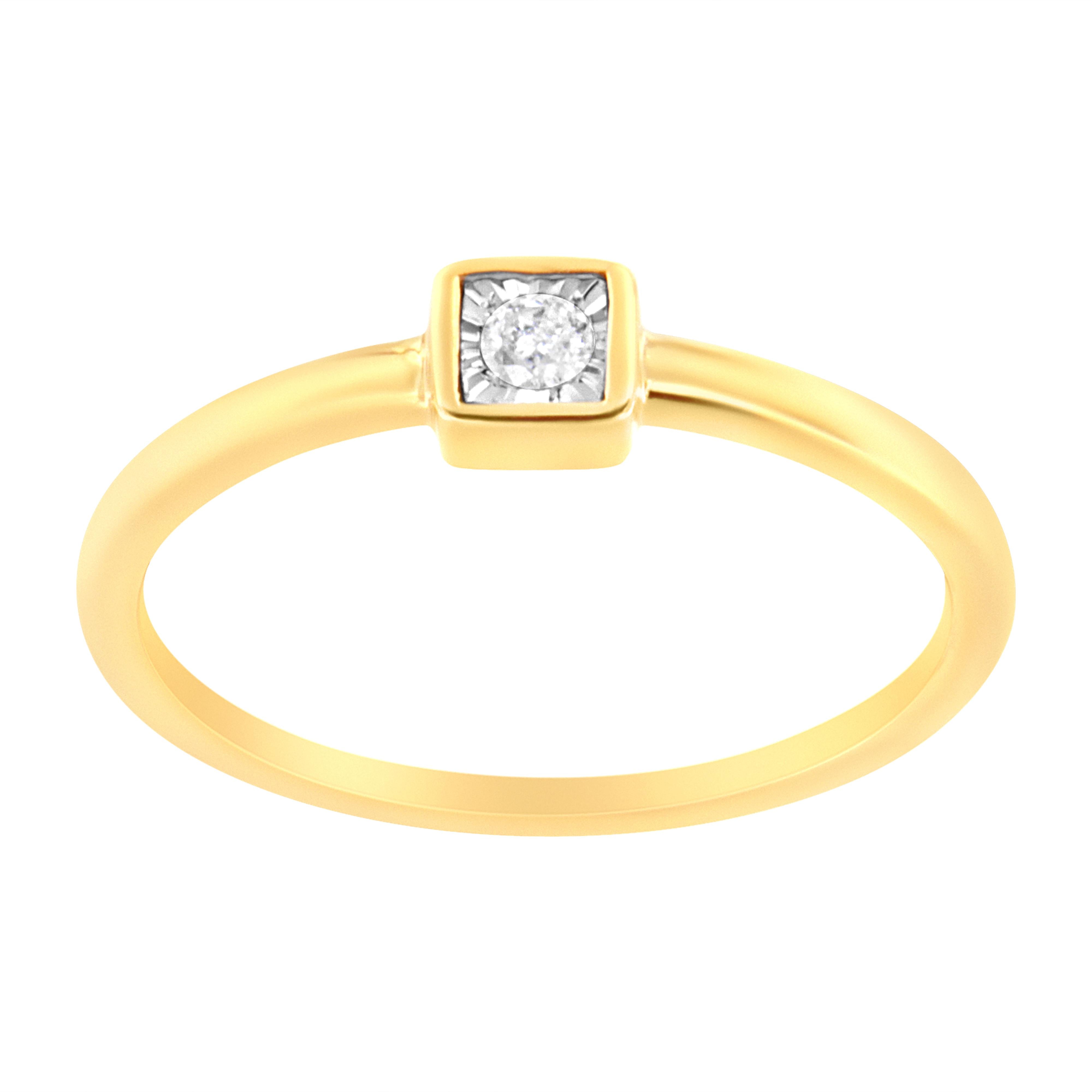 14K Yellow Gold Plated .925 Sterling Silver 1/20 cttw Miracle Set Diamond Promise Ring (J-K Color, I1-I2 Clarity) - Size 6