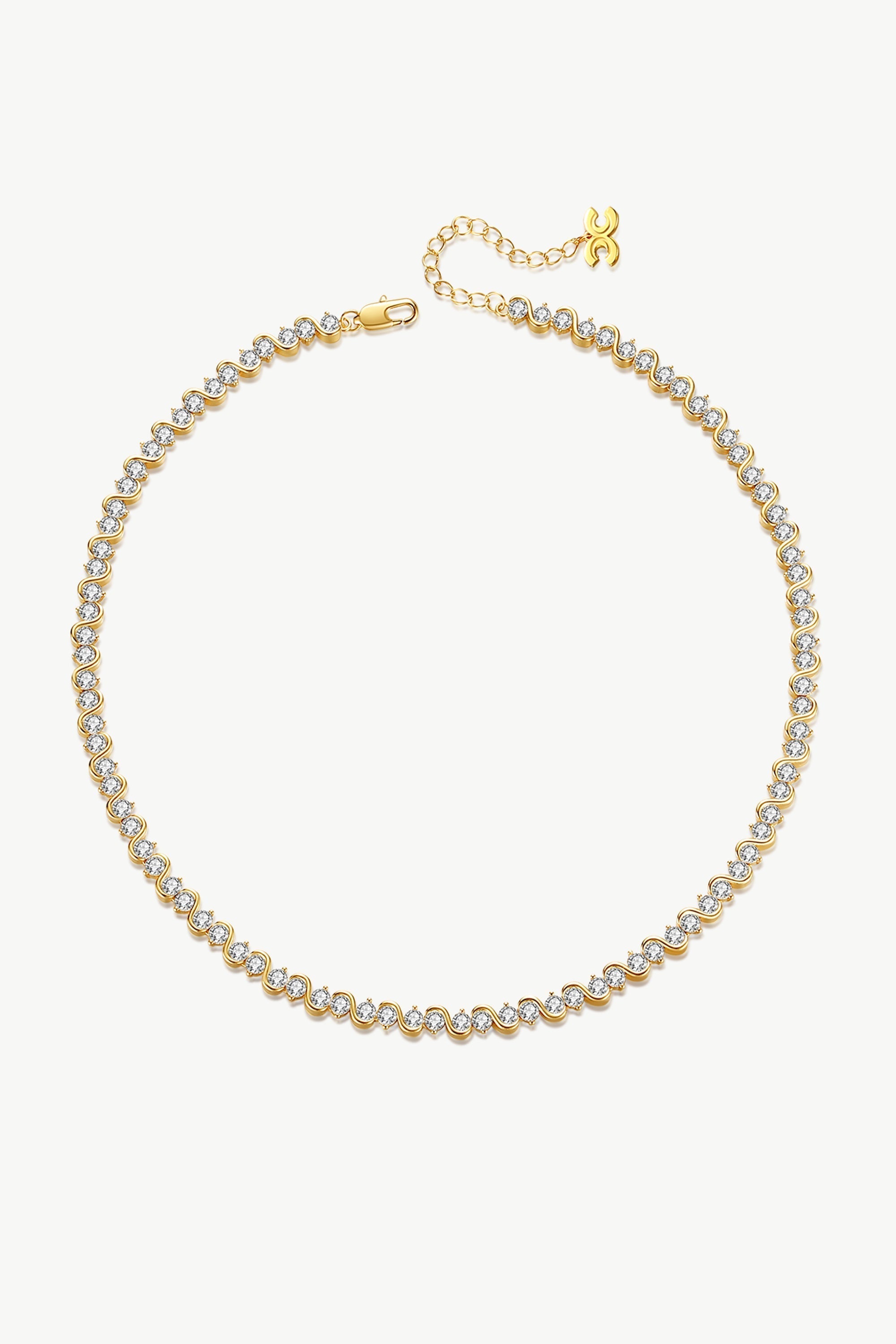 Gold Wave Zirconia  Tennis Choker Necklace