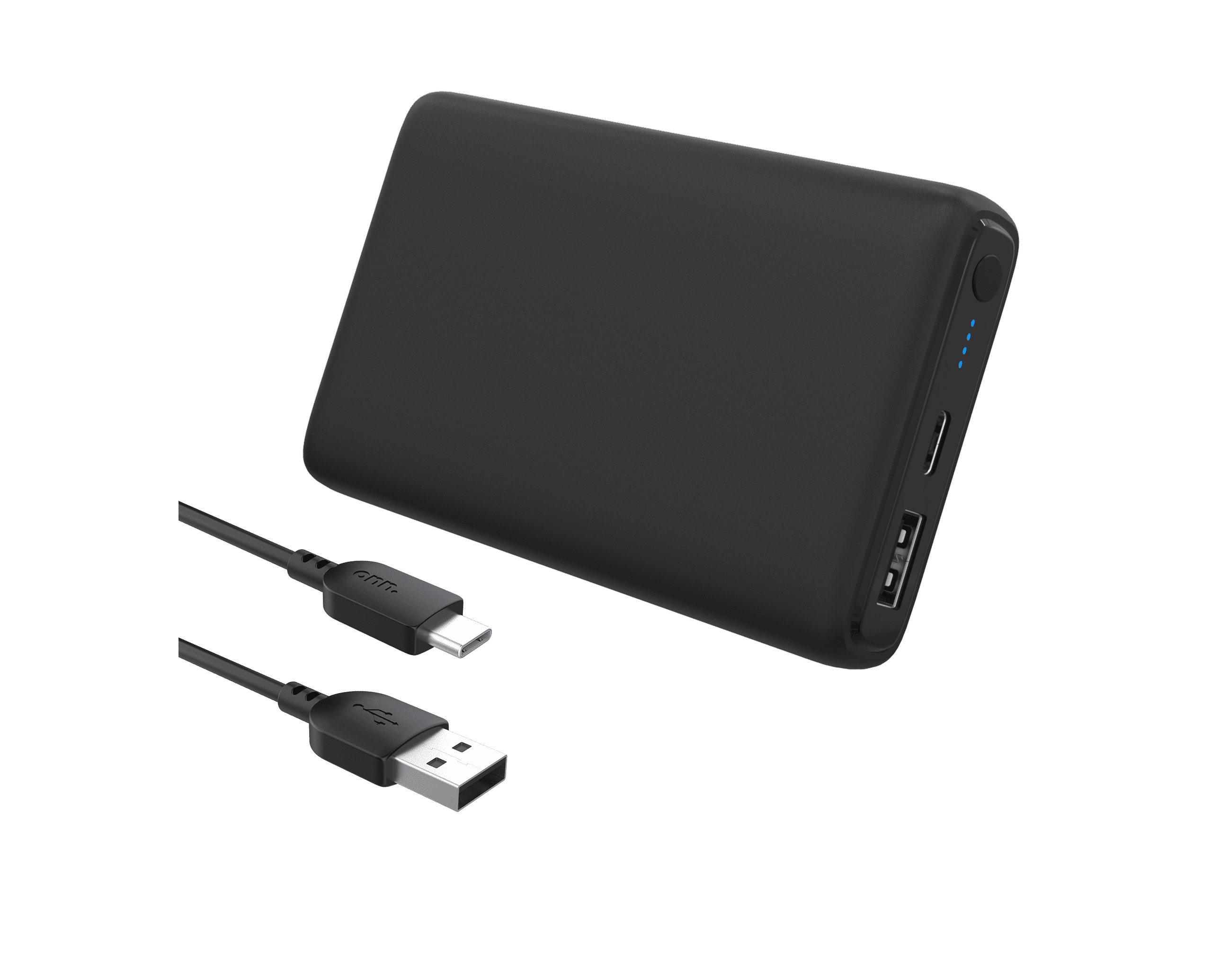 Onn 8,000 mAh dual USB-C/USB-A port portable battery, Black