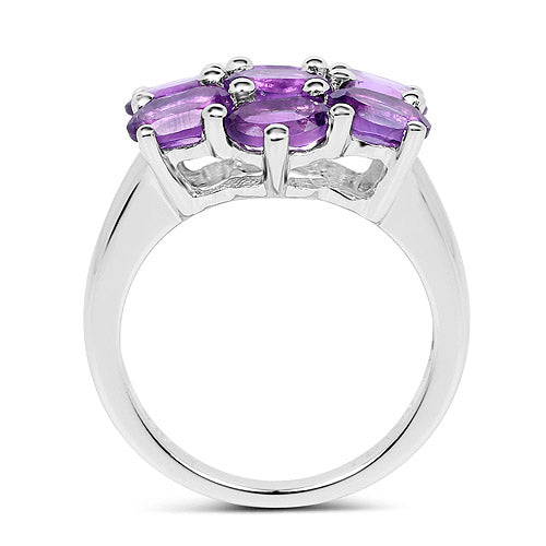 3.01 Carat Genuine Amethyst .925 Sterling Silver Ring