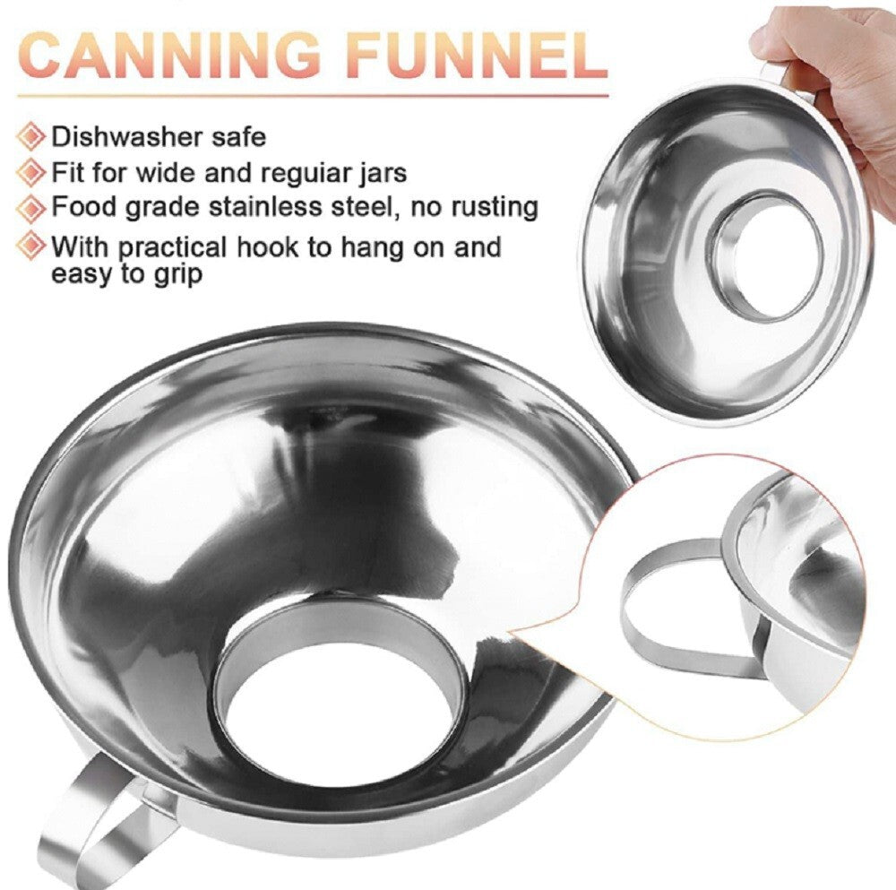 2-Piece Stainless Steel Canning Funnel Set for Mason Jars – Wide Mouth Funnel