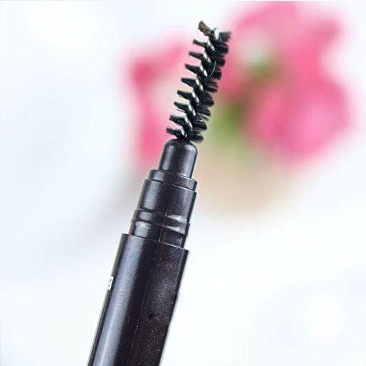2-Pack Waterproof Retractable Eyebrow Pencil with Brush – Slant Tip Double-End, Black