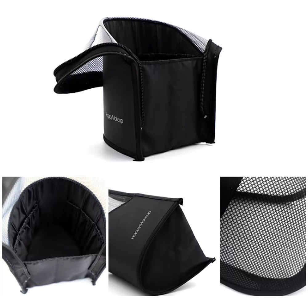 Travel Makeup Brush Holder – Clear Stand-Up Waterproof Cosmetic Organizer Pouch, Black