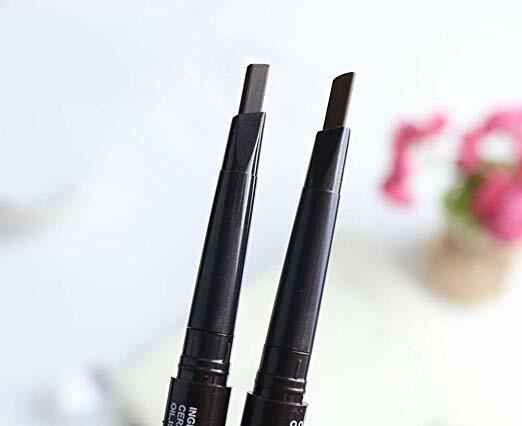 2-Pack Waterproof Retractable Eyebrow Pencil with Brush – Slant Tip Double-End, Black