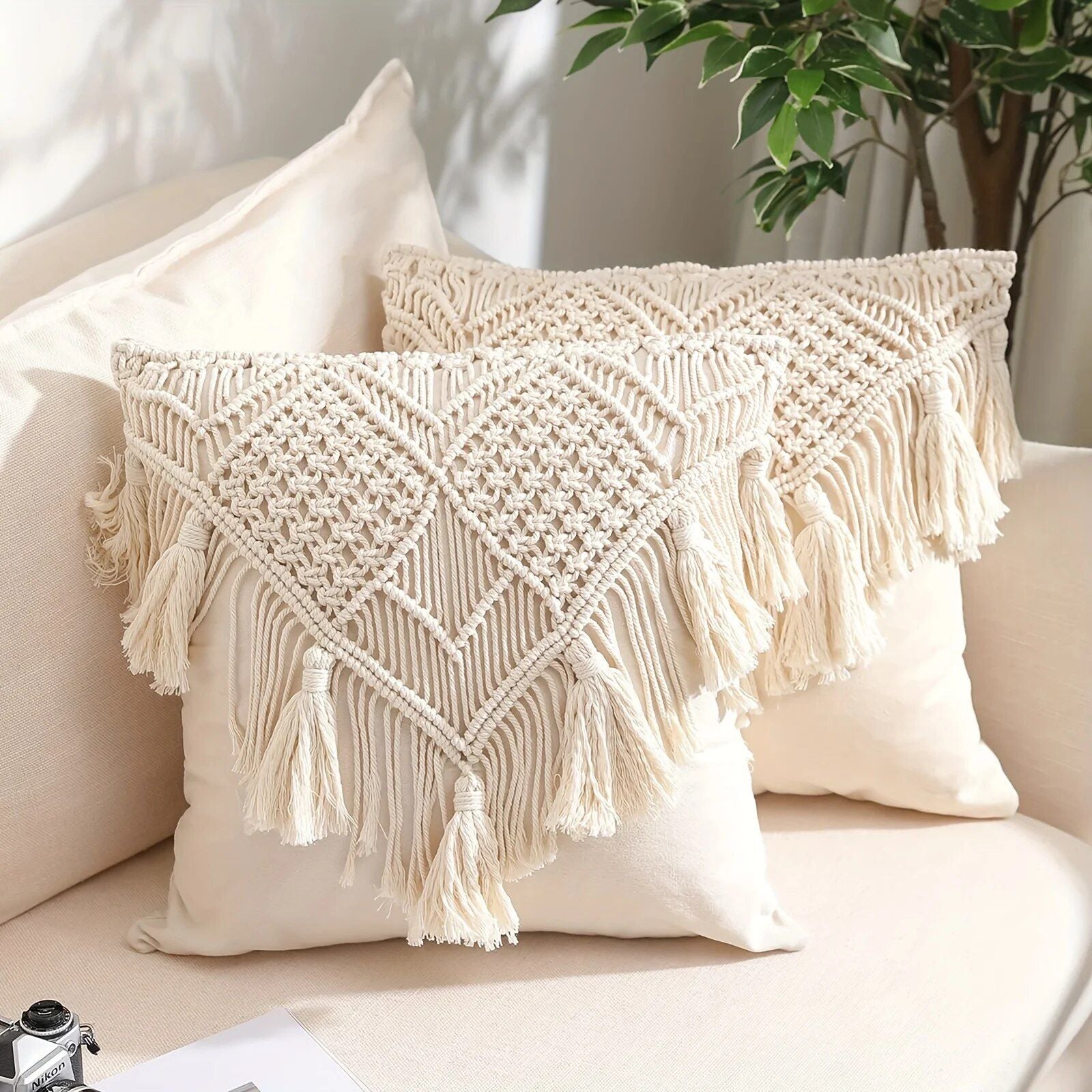 Bohemian Tassel Throw Pillow Cover