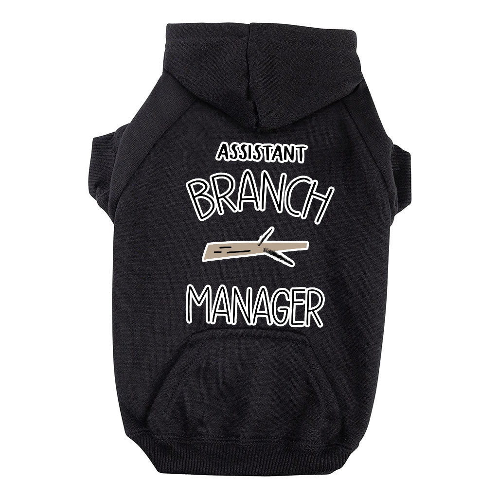 Assistant Branch Manager Dog Hoodie with Pocket - Minimalist Dog Coat - Print Dog Clothing