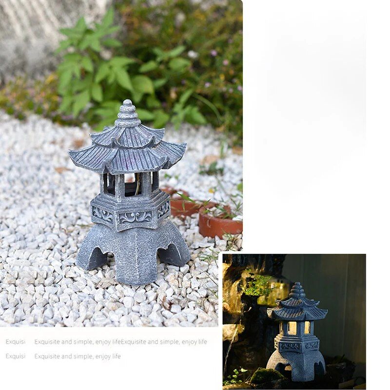 Resin Chinese Pavilion Garden Solar Light