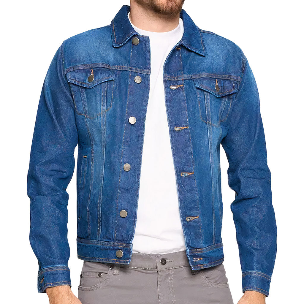 No Pain No Gain Dark Washed Men's Denim Jacket - Trendy Denim Jacket - Best Design Jacket for Men