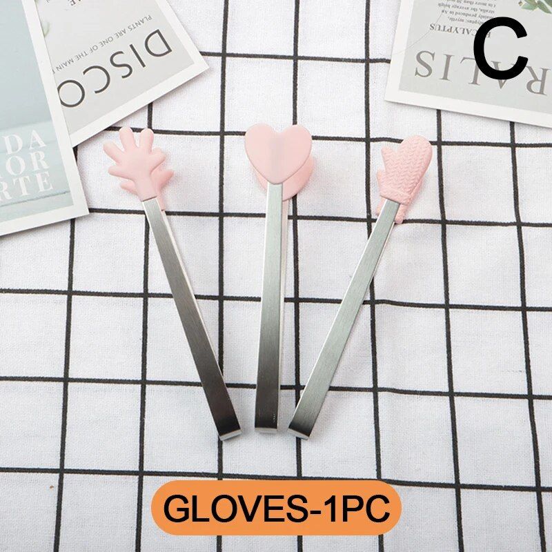 Creative Small Palm Heart Silicone Food Tongs