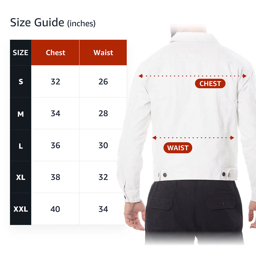 Wake Up With Determination Men's White Denim Jacket - Best Design Denim Jacket for Men - Printed Denim Jacket