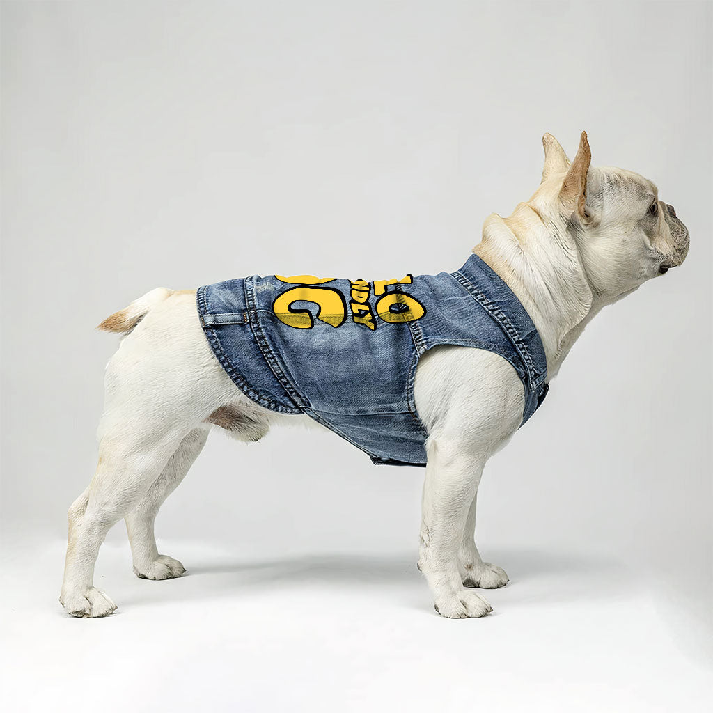 I'm Friendly Dog Dog Denim Vest - Themed Dog Denim Jacket - Cute Dog Clothing