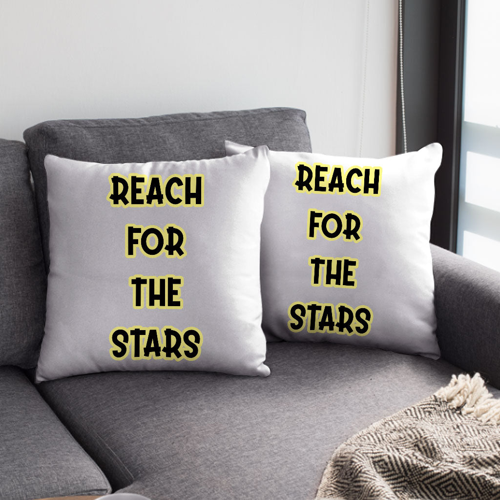 Reach for the Stars Square Pillow Cases - Motivational Quote Pillow Covers - Cool Pillowcases