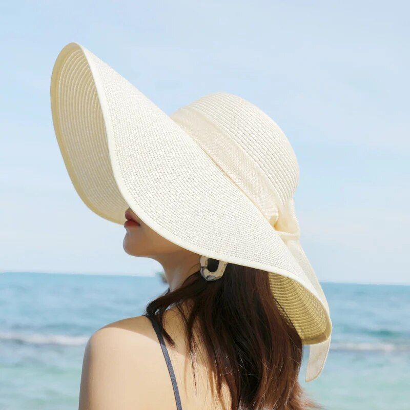 Elegant Wide Brim Summer Straw Hat for Women