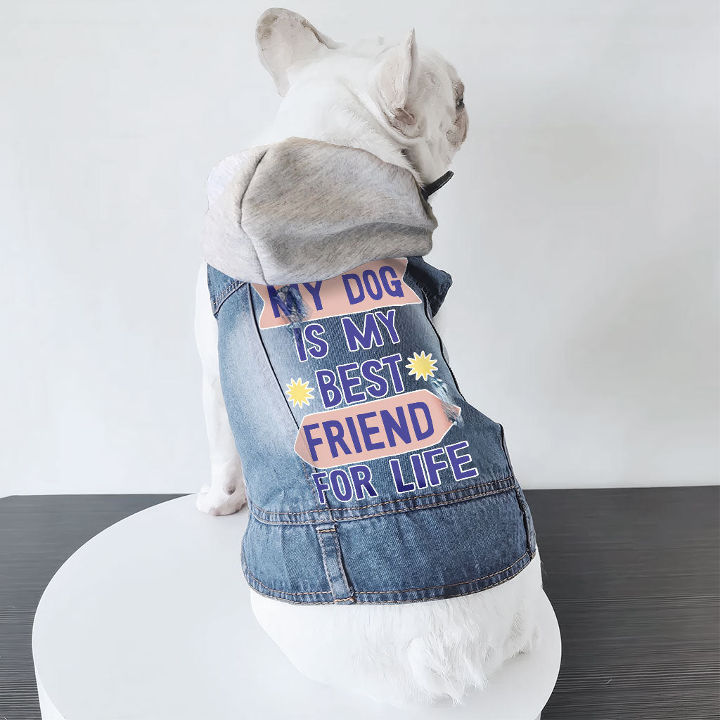My Dog Is My Best Friend Dog Denim Jacket - Cute Dog Denim Coat - Art Dog Clothing