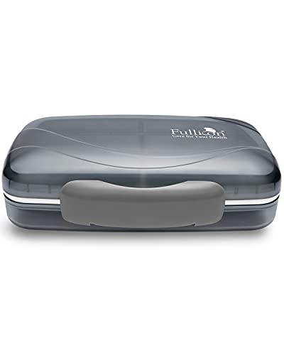Travel Pill Organizer Large Portable Moisture Proof Vitamin Case, Fullicon Oversize 8 Compartment Pill Box, Pill Holder - Airtight & Moistureproof – Grey