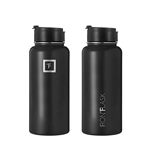 IRON °FLASK Sports Water Bottle - 32oz, 3 Lids (Straw Lid), Leak Proof - Stainless Steel Gym & Sport Bottles for Men, Women & Kids - Double Walled, Insulated Thermos, Metal Canteen