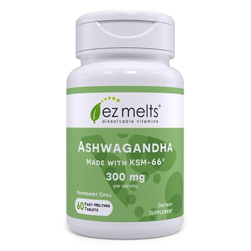 EZ Melts Dissolvable KSM-66 Ashwagandha®, 300 mg, Sugar-Free, Stress, Sleep and Mood Support Supplement, 30-Day Supply