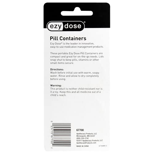 EZY DOSE Daily Round, Portable Pill and Vitamin Containers, Assorted, 2 Count