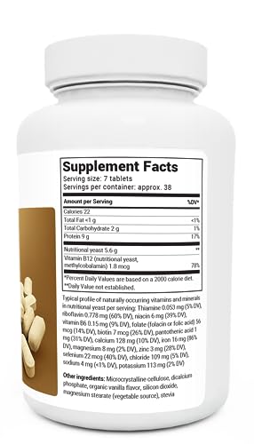 Dr. Berg Nutritional Yeast Tablets โ Natural B12 Added - All 8 B Vitamin Complex โ Organic Vanilla Flavor - 270 Vegan Tablets Dietary Supplements