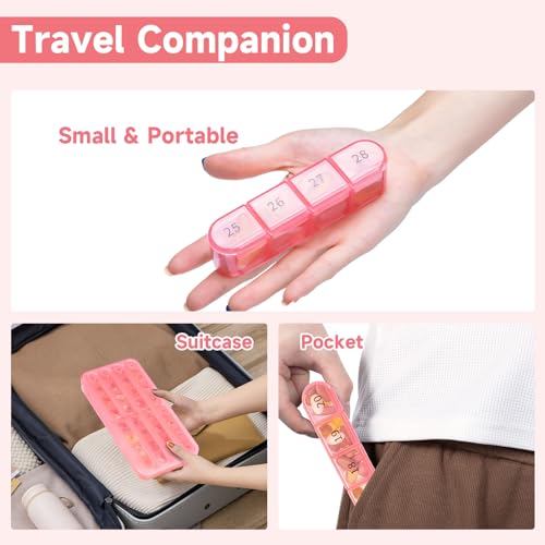 Zoksi Monthly Pill Organizer 1 Time a Day, 30 Day Pill Box Organizer Once a Day, One Month Large Pill Case for Travel, 31 Day Daily Medcine Container for Vitamins, Supplement & Medication (Pink)