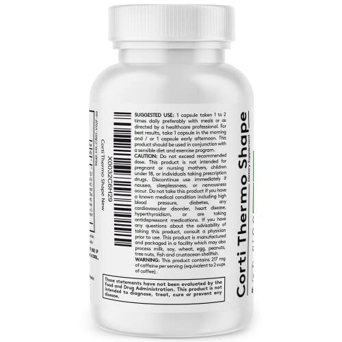 Youth & Tonic Corti-Thermo Shape 60 Capsules Advanced Diet Pills as Support for Energy Metabolism Focus Cravings for Men and Women with Caffeine Chromium Glucomannan Guarana Hoodia Gordonii I