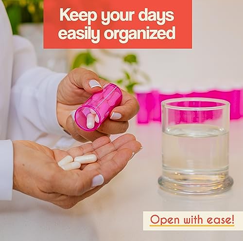 Top Class Ventures Pink Empty Pill Bottles with Caps – 30 Pack - Plastic Prescription Medicine Bottles – 8 Dram - Small Travel Size, Medication Organizer, Nurse Graduation Party Favors