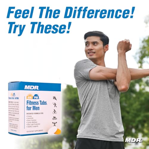 MDR Fitness Tabs Patented AM/PM Multivitamin for Men Doctor Formulated with Right Nutrients at The Right Time - Gluten Free - 2 Month Supply