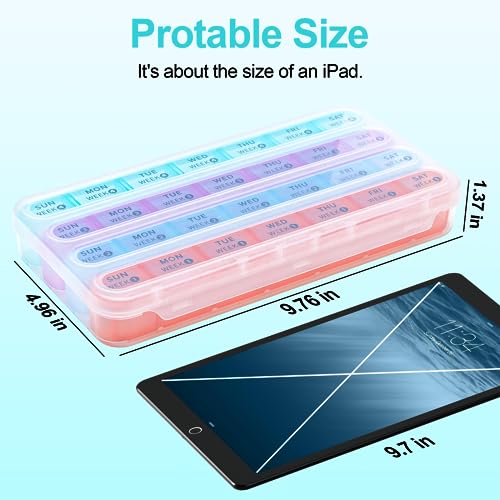 Monthly Pill Organizer 1 Times a Day,Daviky 4 Weekly Pill Organizer,Monthly Pill Box 1 Times a Day Organizer,28 Day Portable Pill Case Organizer,Medicine Organizer for Vitamins and Medication(Rainbow)