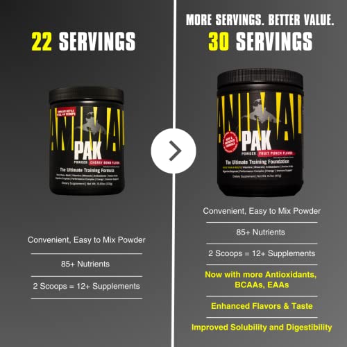 Animal Pak - Vitamin Powder with Zinc, Magnesium, Amino Acids and More - Digestive Health, Immune Booster and Focus Support - Multivitamin for Men and Women - Spectra and 85+ Nutrients - 60 Scoops