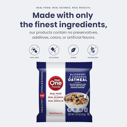 Step One Foods Blueberry Cinnamon Oatmeal, Heart Healthy Snack Plant Sterols, Omega 3's and Dietary Fiber Gluten Free Vegan Oatmeal (12 Pack)
