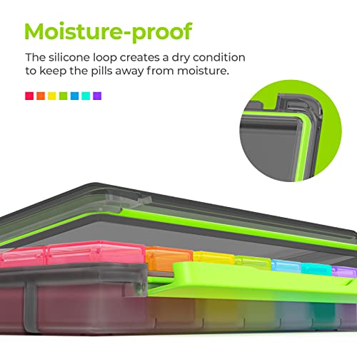 AUVON iMedassist Moisture-Proof Weekly Pill Organizer 4 Times a Day, Large 7 Day Pill Box Portable for Travel with Removable Individual Pill Containers to Hold Vitamins, Supplements and Medication