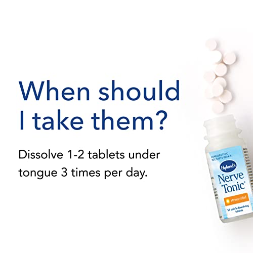 Hyland's Naturals Nerve Tonic Stress Relief Tablets, Natural Relief of Restlessness, Nervousness and Irritability Symptoms, Non-Habit Forming, Quick Dissolving Tablets, 50 Count