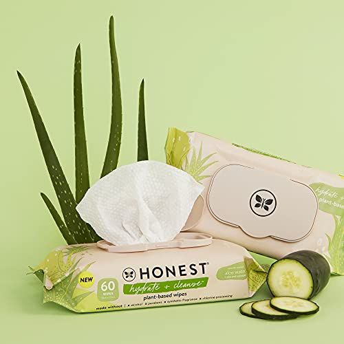 The Honest Company Hydrate + Cleanse Benefit Wipes | Cleansing Multi-Tasking Wipes | 100% Plant-Based, Hypoallergenic | Aloe + Cucumber, 240 Count