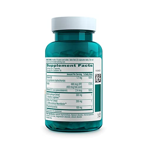 NEURIVA ULTRA Decaffeinated Clinically Tested Nootropic Brain Supplement For Mental Alertness, Memory, Focus & Concentration, Cognivive, Neurofactor, Phosphatidylserine, Vitamins B6 B12, 60ct Capsules