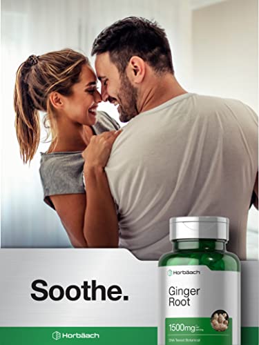 Ginger Root Capsules 1500 mg | 150 Pills | DNA Tested, Non-GMO, Gluten Free | Ginger Root Extract | by Horbaach
