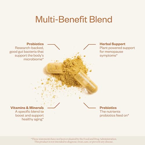 MENOLABS MenoFit - Menopause Supplements for Women - Menopause + Perimenopause Relief for Hot Flashes and Hormone Support with Probiotics - 60 Herbal Capsules