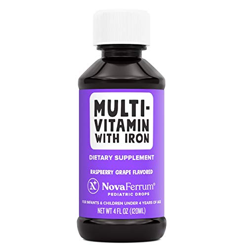 NovaFerrum Yum | Multivitamin with Iron for Infants, Toddlers & Kids | Immune Support | Ages 4 & Under | Gluten Free Certified | Sugar Free | Raspberry Grape | 120 mL