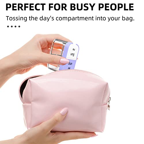 Odaro Extra Large Weekly Pill Organizer 2 Times A Day, Pill Box 7 Day Am Pm to Hold Daily Medicine Vitamin and Supplements for Elders, Arthrtic Patients and Kids - Purple
