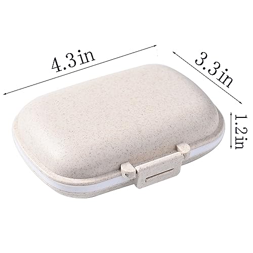 TULLWCY Daily Pill Organizer, 8 Compartments Portable Pill Case, Pill Box to Hold Vitamins, Cod Liver Oil, Khaki