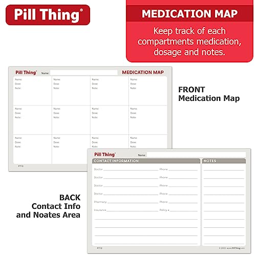 12 Compartment Large Pill Case with Airtight Seal - Silicone Gasket Waterproof Med Box with Medication Map (12 Compartment, 1 Pack)