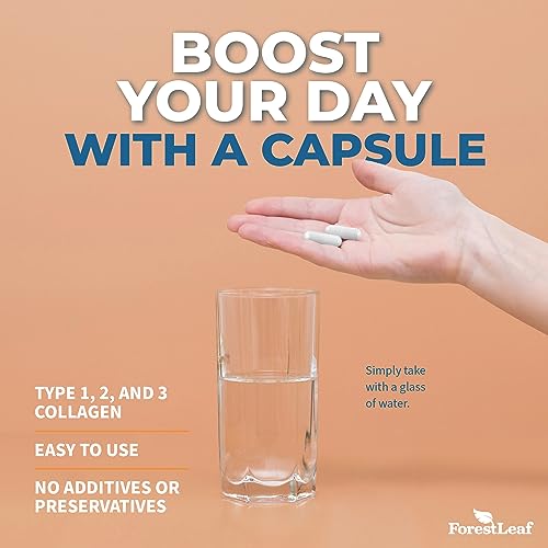 ForestLeaf Multi Collagen Pills with Hyaluronic Acid + Vitamin C | Hydrolyzed Collagen Supplements for Women or Men | Multi Collagen Capsules Peptides for Skin, Wrinkles, Weight Management, 240