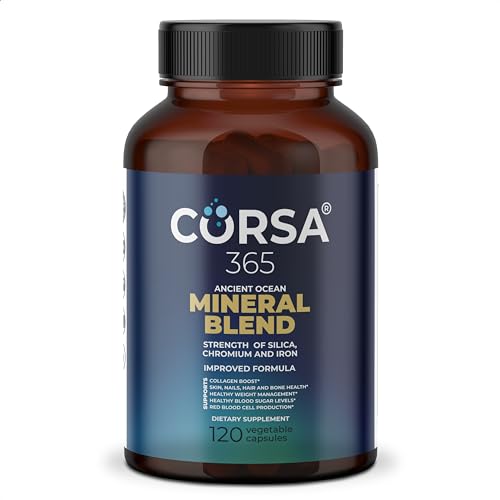 CORSA365 Multimineral Supplement Magnesium Complex with Trace Minerals for Immune Support - Potassium Magnesium Supplement Calcium Vitamin D Zinc Cooper Boron Supplement for Men Women - 120 Capsules