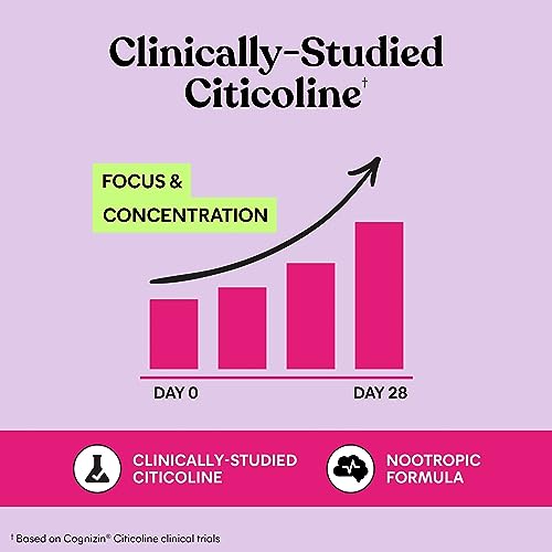 Lemme Focus Concentration & Brain Health Gummies with Cognizin Citicoline, Lion's Mane Mushroom, Vitamin B12 to Support Focus + Concentration - Vegan, Gluten Free, Caffeine Free, Strawberry (50 Count)
