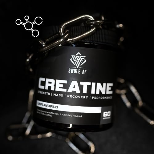 Swole AF | CREATINE Mono | Pre & Post Workout for Muscle Gain Endurance & Recovery | Dietary Supplement to Improve Strength Power Performance & Muscle Growth
