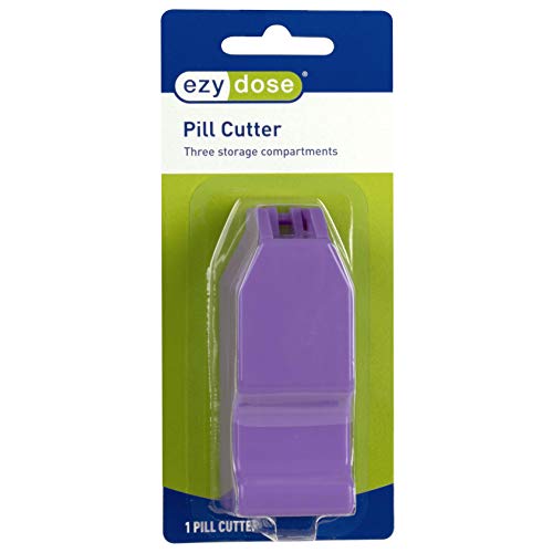 Ezy Dose Pill Cutter and Splitter with Storage, Cuts Pills, Vitamins, Tablets, Stainless Steel Blade, Travel Sized, Colors May Vary (Pack of 2)