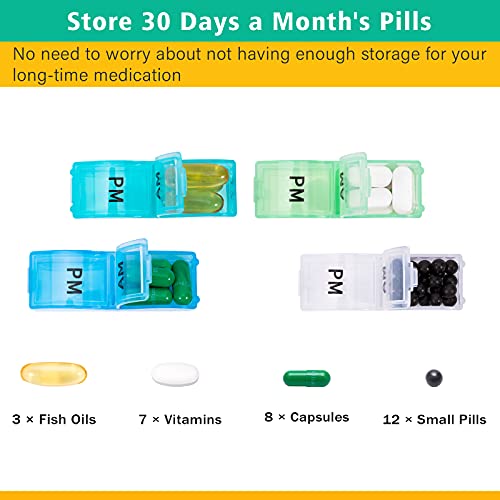 Monthly Pill Organizer For 30 Day, 2 Times a Day, One Month Pill Case AM PM, Travel 4 Week Pill Box, 31 Day Pill Medicine Container Vitamins Holder for Fish Oil, Medications and Supplements